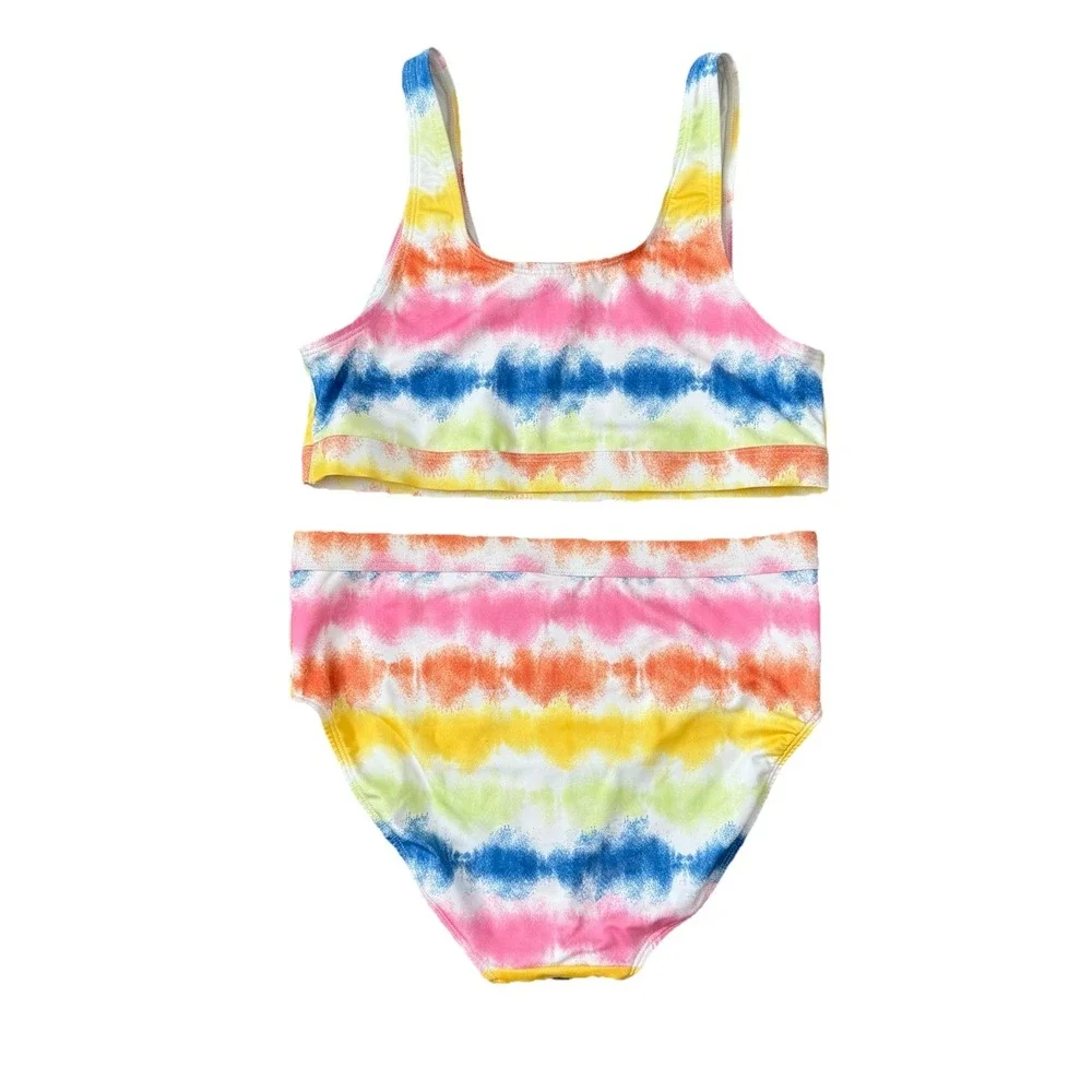 Girls Tie Dye Two Piece Swimsuit Size 16 Vacation Beach Colorful Resort‎ Cruise